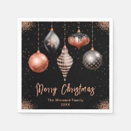 Guardanapo De Papel Elegant Rose Gold and Black Ornament Christmas