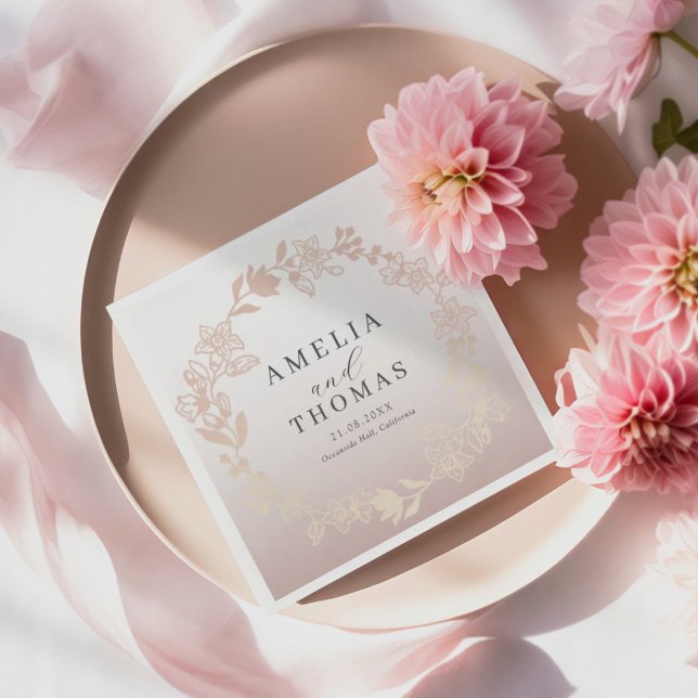 Guardanapo De Papel Elegant Rose Gold Botancial Wreath Wedding (Criador carregado)