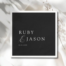 Guardanapo De Papel Elegant Royal Black & White Script Wedding