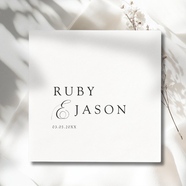 Guardanapo De Papel Elegant Royal Black & White Script Wedding (Elegant Royal Black & White Script Wedding Ampersand Napkins)