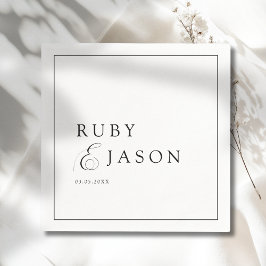 Guardanapo De Papel Elegant Royal Black & White Script Wedding