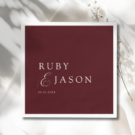 Guardanapo De Papel Elegant Royal Burgundy & White Script Wedding