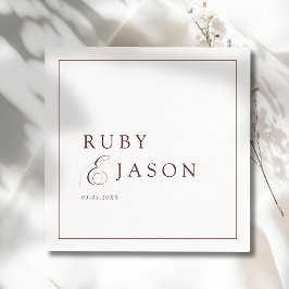 Guardanapo De Papel Elegant Royal Burgundy & White Script Wedding