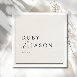 Guardanapo De Papel Elegant Royal Ivory Black  Script Wedding