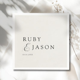 Guardanapo De Papel Elegant Royal Ivory Black  Script Wedding