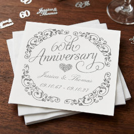 Guardanapo De Papel Elegant Script 60th Diamond Wedding Anniversary