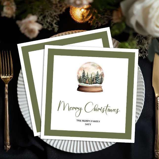 Guardanapo De Papel Elegant Script Christmas Ball Custom Name Napkins (Elegant Script Christmas Ball Custom Name Napkins)