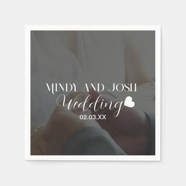 Guardanapo De Papel Elegant Script Heart Photo  (Frente)