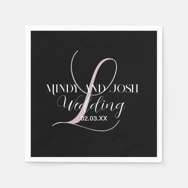 Guardanapo De Papel Elegant Script Rose Initial Wedding Favor  (Frente)