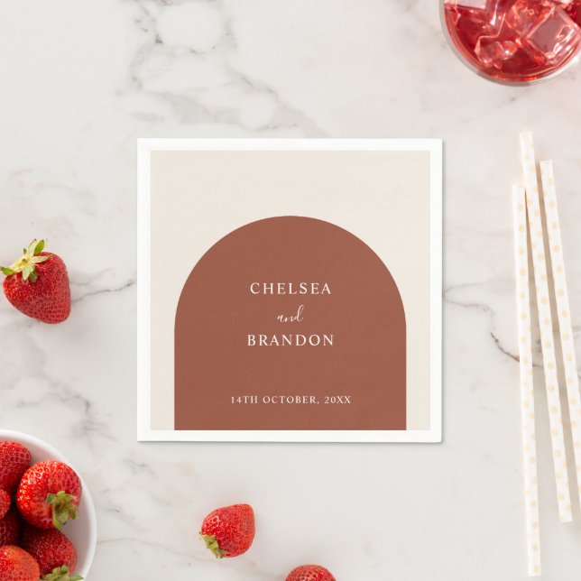 Guardanapo De Papel Elegant Script Terracotta Boho Arch Rustic Wedding (Insitu)