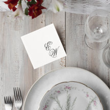 Elegant Script Wedding Monogram Cocktail Napkin