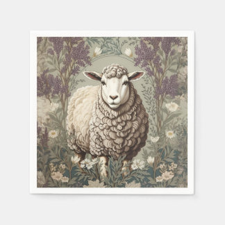 Guardanapo De Papel Elegant Sheep Lavender Flower Background
