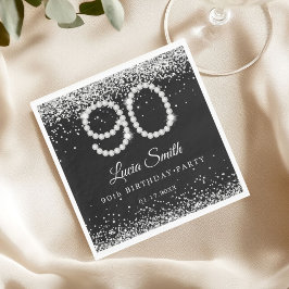 Guardanapo De Papel Elegant Silver Diamonds 90th Birthday Party