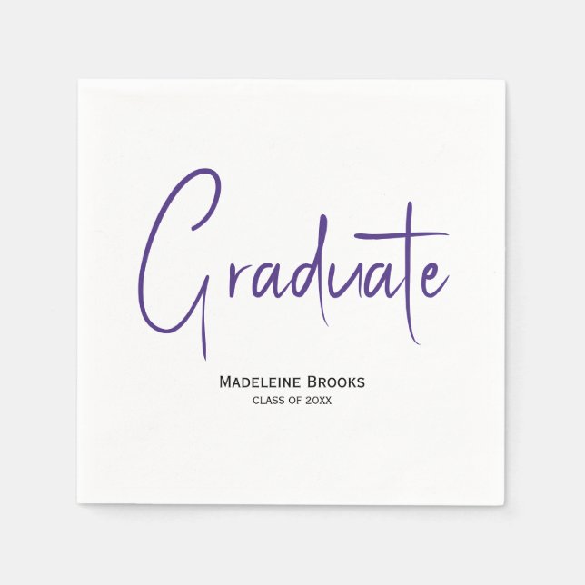 Guardanapo De Papel Elegant Simple Script Custom Graduation Napkins (Frente)