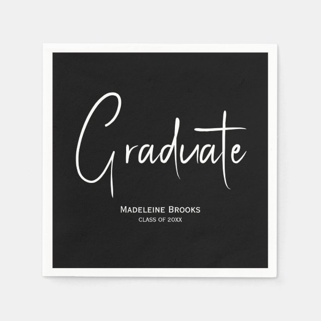Guardanapo De Papel Elegant Simple Script Custom Graduation Napkins (Frente)