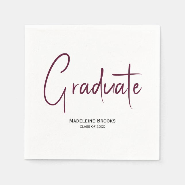 Guardanapo De Papel Elegant Simple Script Custom Graduation Napkins (Frente)