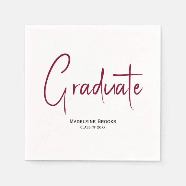 Guardanapo De Papel Elegant Simple Script Custom Graduation Napkins (Frente)