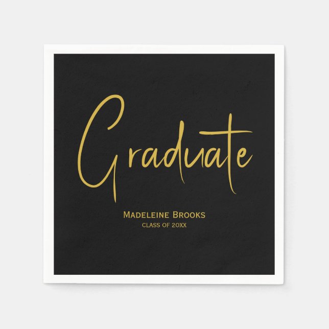 Guardanapo De Papel Elegant Simple Script Custom Graduation Napkins (Frente)
