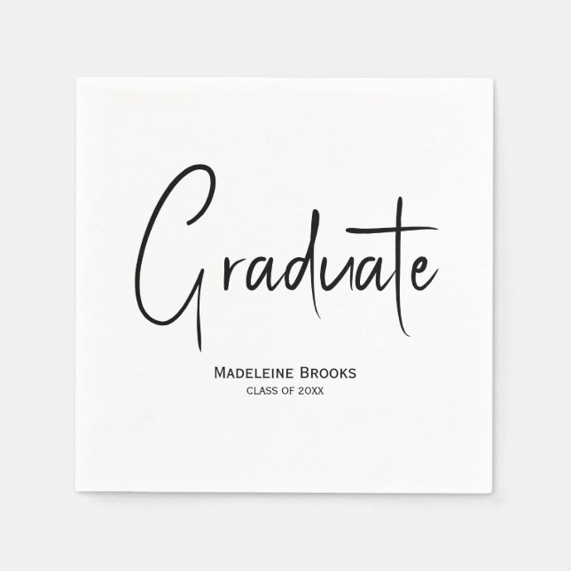 Guardanapo De Papel Elegant Simple Script Custom Graduation Napkins (Frente)