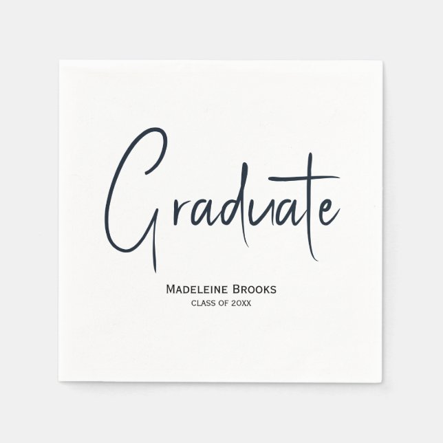Guardanapo De Papel Elegant Simple Script Custom Graduation Napkins (Frente)