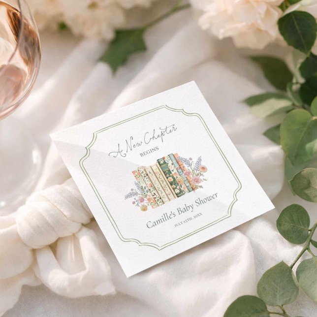 Guardanapo De Papel Elegant Storybook Baby Shower (A New Chapter Baby Shower paper napkins)