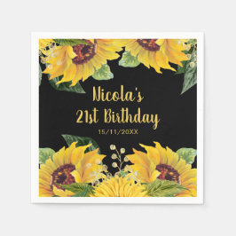 Guardanapo De Papel Elegant Sunflowers and Foliage Birthday Party