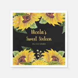 Guardanapo De Papel Elegant Sunflowers and Foliage Sweet Sixteen