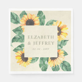 Guardanapo De Papel Elegant Sunflowers Garden Floral Wedding