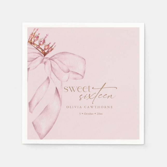 Guardanapo De Papel Elegant Sweet 16 Blush Pink Birthday  (Frente)