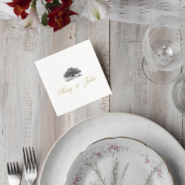 Guardanapo De Papel Elegant Tree Sketch Wedding Cocktail Napkin
