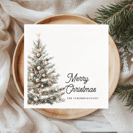 Guardanapo De Papel Elegant Watercolor Christmas Tree Personalized 