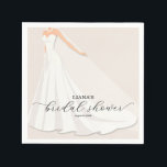 Guardanapo De Papel Elegant Wedding Dress Bridal Shower<br><div class="desc">A bride in her wedding gown and veil with your details in chic lettering on a pale taupe background,  or any color you choose,  these cocktail napkins are perfect for a bridal shower. MATCHING items in our collection.</div>