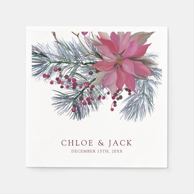 Guardanapo De Papel Elegant Winter Greenery Wedding (Frente)