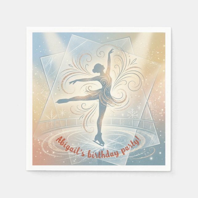 Guardanapo De Papel Elegant Winter Ice Skating Birthday  (Frente)