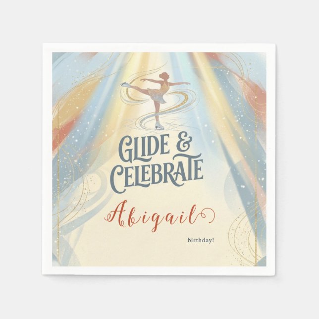 Guardanapo De Papel Elegant Winter Ice Skating Birthday Invitation  (Frente)