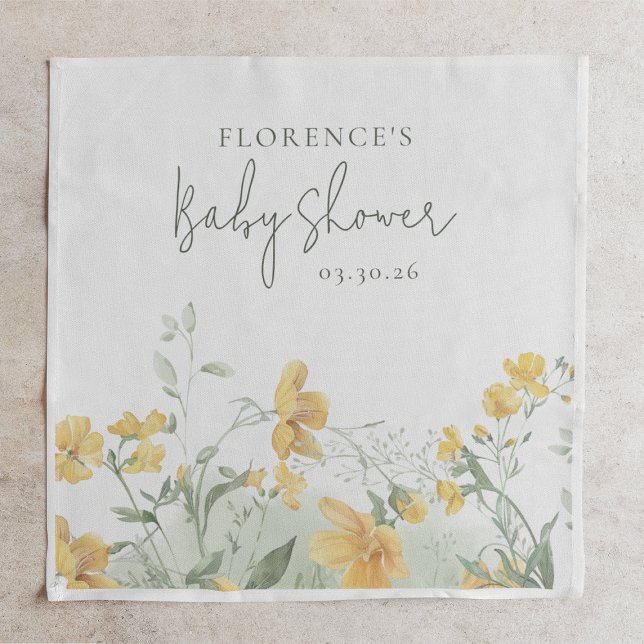 Guardanapo De Papel Elegant Yellow Floral Baby Shower (Criador carregado)