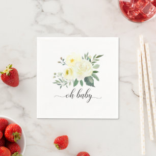 Guardanapo De Papel Elegante Amarelo Floral Oh Chá de fraldas Napkin
