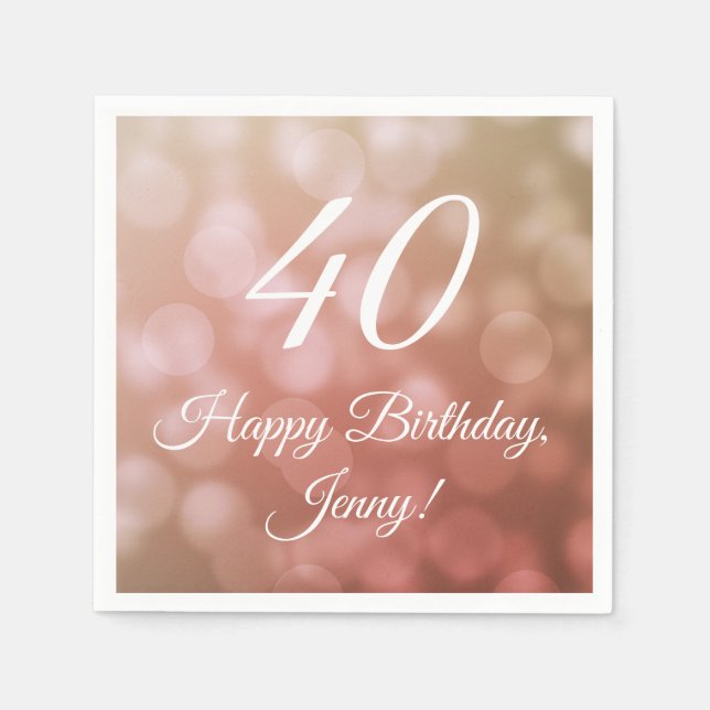 Guardanapo De Papel Elegante aniversário de 40 anos Napkins para ela e (Frente)
