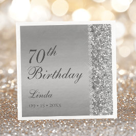 Guardanapo De Papel Elegante Aniversário de 70 anos em Prata