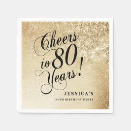 Guardanapo De Papel Elegante Aniversário de 80 anos em Ouro