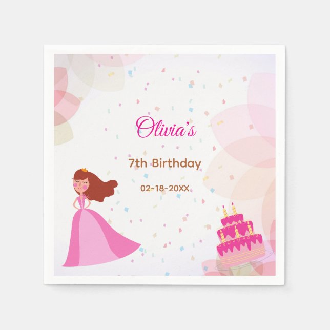 Guardanapo De Papel Elegante aniversário de princesa da Disney (Frente)