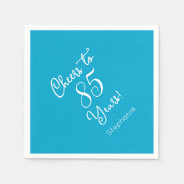 Guardanapo De Papel Elegante Aqua Blue Cheers para 85 anos 85 anos ani