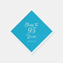 Guardanapo De Papel Elegante Aqua Blue Cheers para 95 anos 95º anivers
