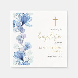 Guardanapo De Papel Elegante Azul Empoeirado Transparente Floral Batis