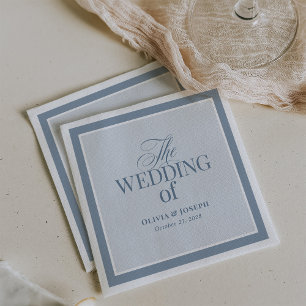 Guardanapo De Papel Elegante Azul Poeirento   Casamento Clássico Luxo