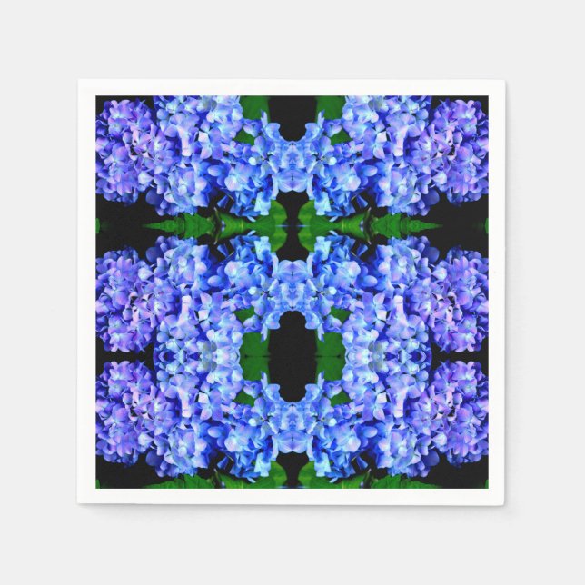 Guardanapo De Papel Elegante azul-púrpura magenta hidrangea floral (Frente)