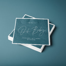 Guardanapo De Papel elegante azul teal moderno com script do chá de fr