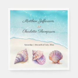 Guardanapo De Papel Elegante Beach Wedding Seashells Pearls Náutico