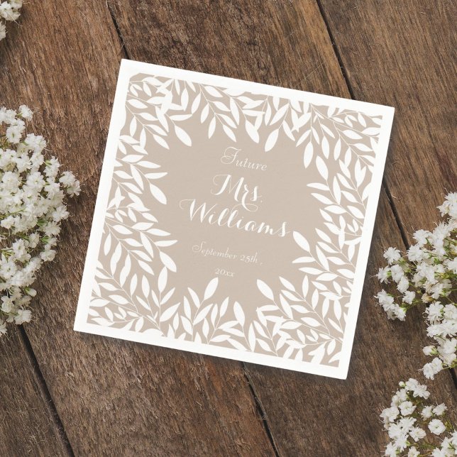 Guardanapo De Papel Elegante Beige e Chá de panela Verde Branco (Criador carregado)