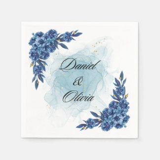 Guardanapo De Papel "Elegante Blue Flower Napkins para seu Dia Especia